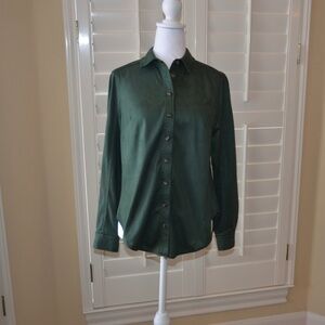 Pilcro Vegan-Leather Long Sleeve Button Down Shirt